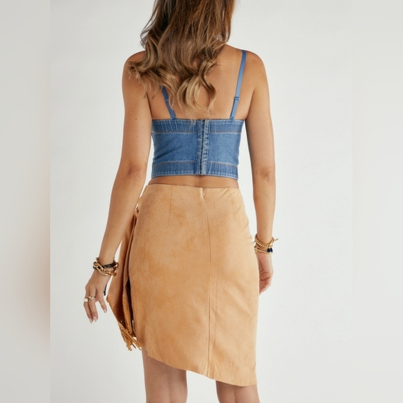 #353 🛑29 L FABULOUS, BOHO, CHIC Spaghetti Strap Denim Corset Crop - Picture 7 of 7